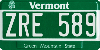 VT license plate ZRE589