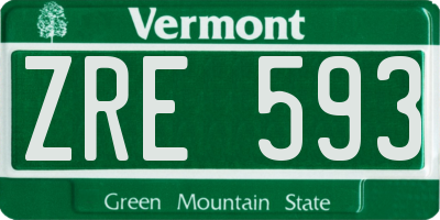 VT license plate ZRE593