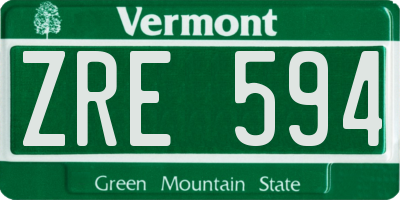 VT license plate ZRE594