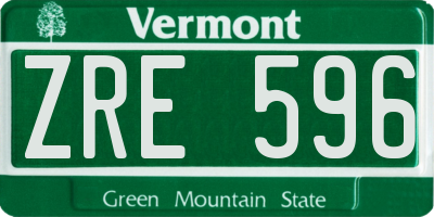 VT license plate ZRE596