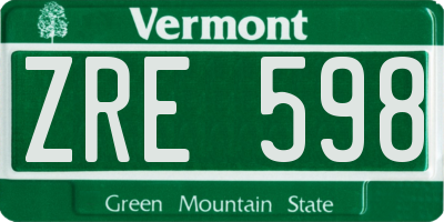 VT license plate ZRE598