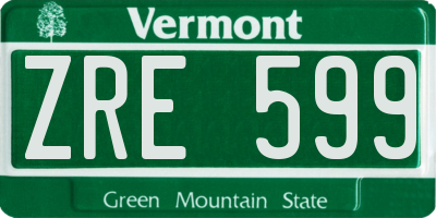 VT license plate ZRE599