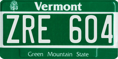 VT license plate ZRE604