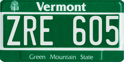 VT license plate ZRE605