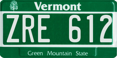 VT license plate ZRE612