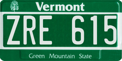 VT license plate ZRE615