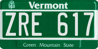 VT license plate ZRE617