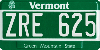 VT license plate ZRE625