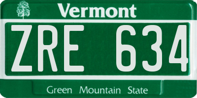 VT license plate ZRE634