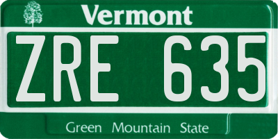 VT license plate ZRE635
