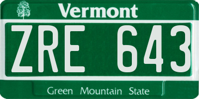VT license plate ZRE643
