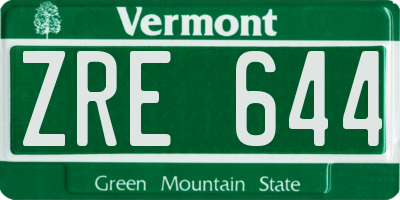 VT license plate ZRE644