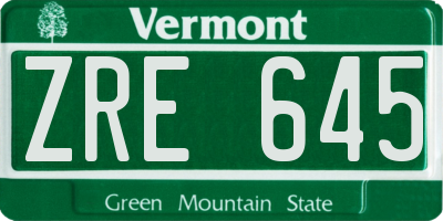 VT license plate ZRE645