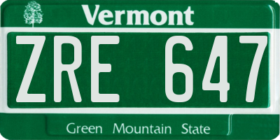 VT license plate ZRE647