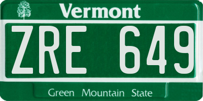 VT license plate ZRE649