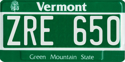 VT license plate ZRE650