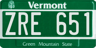 VT license plate ZRE651