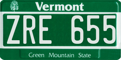 VT license plate ZRE655