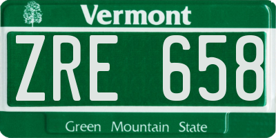 VT license plate ZRE658