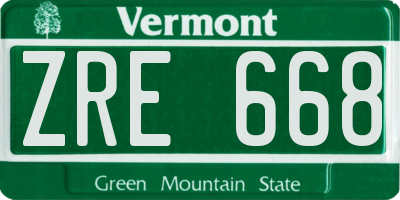 VT license plate ZRE668