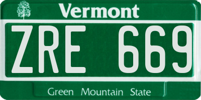 VT license plate ZRE669
