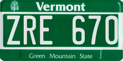 VT license plate ZRE670