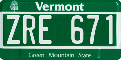 VT license plate ZRE671