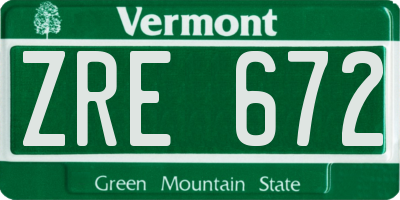 VT license plate ZRE672