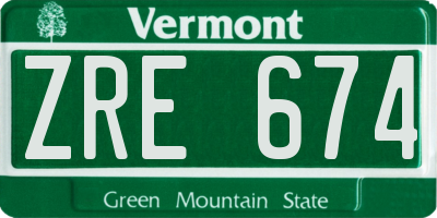 VT license plate ZRE674