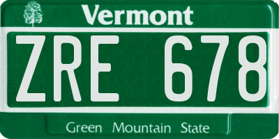 VT license plate ZRE678