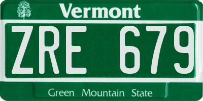 VT license plate ZRE679