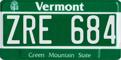 VT license plate ZRE684