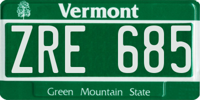 VT license plate ZRE685