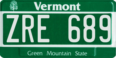 VT license plate ZRE689