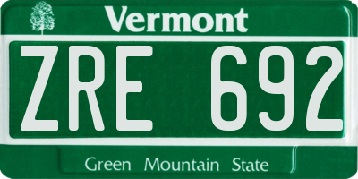 VT license plate ZRE692