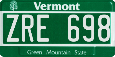 VT license plate ZRE698