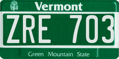 VT license plate ZRE703