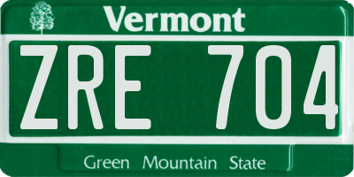 VT license plate ZRE704