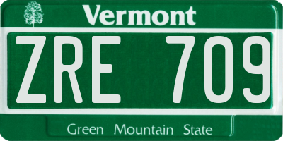 VT license plate ZRE709