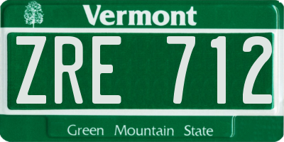 VT license plate ZRE712