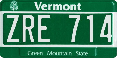 VT license plate ZRE714