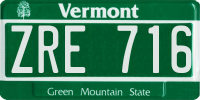 VT license plate ZRE716