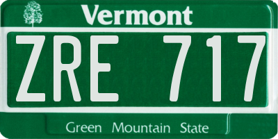 VT license plate ZRE717