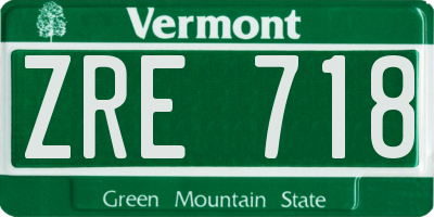 VT license plate ZRE718
