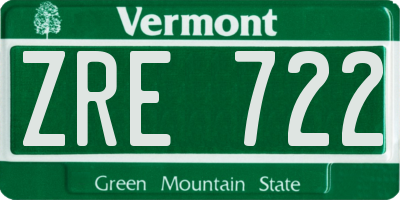 VT license plate ZRE722