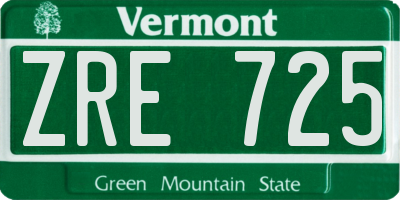 VT license plate ZRE725