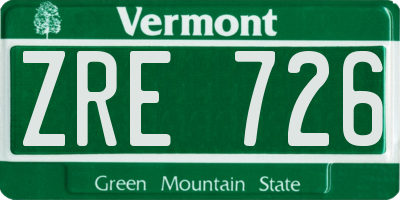 VT license plate ZRE726
