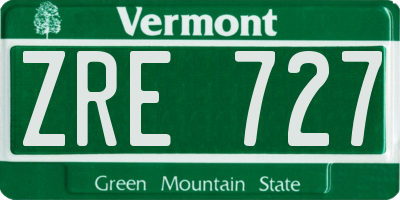 VT license plate ZRE727