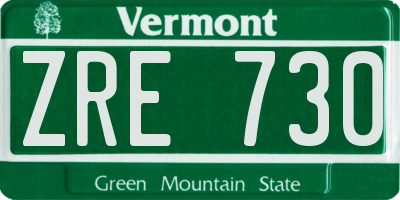 VT license plate ZRE730