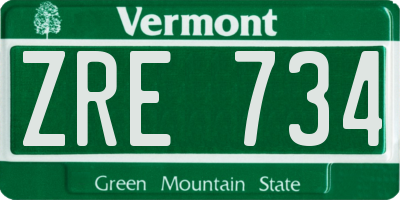 VT license plate ZRE734
